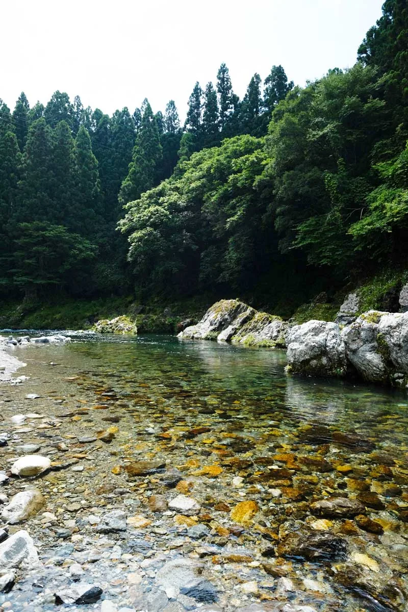 石が透けて見える天の川の浅瀬